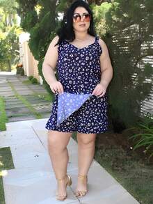Women's Plus Size Jumpsuit Short Skirt With Printed Lining Summer - 顏色 36 - 查看 4