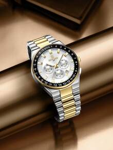 Reloj de cuarzo para hombres REWARD, estilo de moda de negocios, calendario de cronometraje, manecillas luminosas, multifuncional, de alta calidad, diseño clásico, correa de acero inoxidable - Multicolor - Ver 2