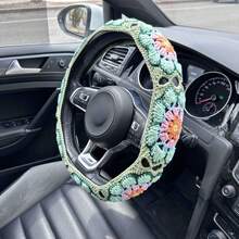 Handmade Crochet  Granny Square Car Steering Wheel Covers Universal 14-15 Inch For Women And Men