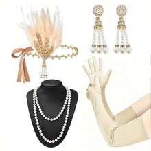 女士现代连衣裙 1920 年代复古流苏亮片蕾丝鸡尾酒会连衣裙 惊艳盖茨比女士连衣裙 搭配咆哮的 20 年代配饰套装 万圣节派对化妆舞会 - 多色 - 查看 3