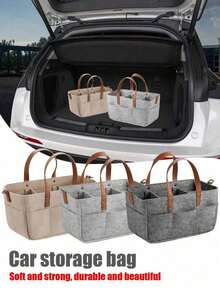 Easypie Selection Multipurpose Felt Car Trunk Storage Bag, Fiber Material, Durable Car Storage Bag With Handle, Dust And Moisture Resistant, Practical Car Accessories