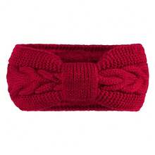 Fleece Knitted Headband With Bow, Autumn/Winter Warm Braided Ear Warmer Headwrap, European And American Style Knitted Hair Accessory Fall Hair Band Hair Accessories For Women For Vacation Outfits Woman Women Bananas Winter Head Scarf Women Bandanas Soft Headwrap