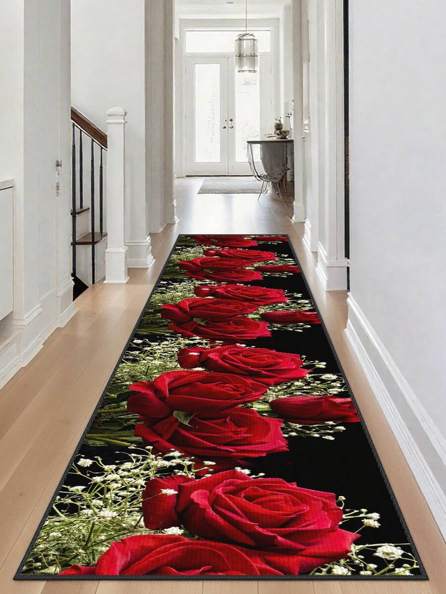 1pc Printed Carpet, Suitable For Bedroom, Hallway, Etc., Absorbent & Soft, Easy To Clean, Also Can Be Used As Kitchen Decor, Kitchen Mat, Faux Wool Material, Anti-Stain, Indoor & Outdoor Use, Applicable For Entrance, Bedroom, Home Decor, Available In Multiple Colors, Also Suitable For Living Room, Bedroom, Laundry Room, Machine Washable.
