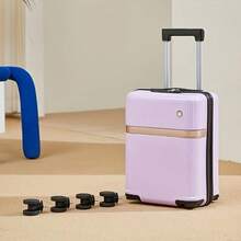 Fashionable New Lightweight ABS Carry-On Trolley Suitcase With Cup Holder And Phone Holder, Designer Luggage With Quiet Wheels And Detachable Cabin Size, Upgraded With Thicker Material And Metal Protection Frame, Essential For Business Trips And Travels - Multicolor - View 8