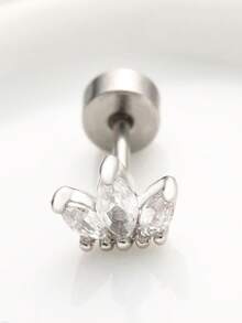 1 件 316L 不锈钢锆石耳钉，时尚优雅的耳饰，男女皆宜 - 彩色 - 查看 22