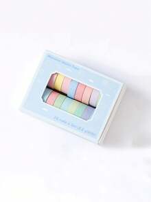 20 Rolls Mini Washi Tape Set: Colorful Basic Thin Decorative Tape, Suitable For Bullet Journaling, Planner, DIY Crafts, Art Creation, Packaging, Scrapbooking Supplies, Gift Decoration Stickers - Multicolor - View 5