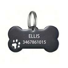 Etiqueta de identificación de mascota personalizada con brillo, colgante con forma de hueso con nombre de mascota grabado personalizado, accesorio para collar de gato/perro, regalo perfecto para prevenir la pérdida de mascotas, se puede colgar en el collar, de moda, vintage, minimalista, lindo, colorido, único, decoración navideña personalizada, etiqueta de identificación/nombre de perro personalizada, coleccionable - Multicolor - Ver 18