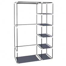 67" Portable Clothes Closet Wardrobe With Non-Woven Fabric And Hanging Rod Quick And Easy To Assemble Gray - Grey - View 9