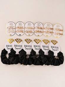 2 Sets elegante Satin Scrunchies und Haarklammern mit Kunstperlen, goldene Haarklammern mit Folienprägung, Brautjungfern Haarschmuck mit Strass, schonende Haarzubehör für Hochzeit, Verlobung, Junggesellinnenabschied, Haraccessoires, Schulsachen, Geschenke