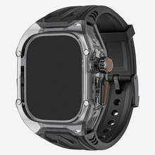 适用于 Series 11 42mm/46mm、Ultra 3/2/1 49mm/44mm/45mm 的透明改装套件，包含表带和表壳，也适用于 Series 10/9/8/7/6/5/4，表壳 + TPU 表带 - 黑色 - 查看 12