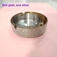 1pc Sparkling Rhinestone Ashtray, Bar Office Home Desktop Decorative Ashtray, Room Decoration, Home Decor