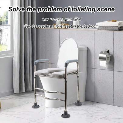 Height-Adjustable Toilet Seat With Handle, Toilet Chair For Elderly And Pregnant Women