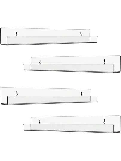 4 件装透明亚克力架子黑胶唱片架壁挂式，浮动黑胶唱片架，用于专辑唱片/指甲油展示和墙壁装饰