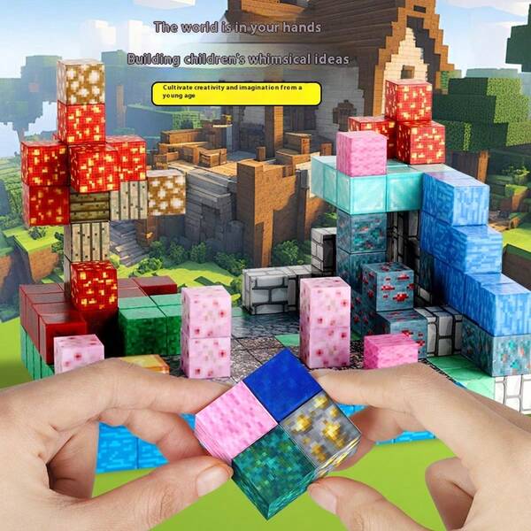 Magnetic Building Blocks - 3D Pixel Bricks For Kids, Educational Toys To Boost Creativity & Imagination, Perfect For Whimsical Construction--Boys' Game-Game
