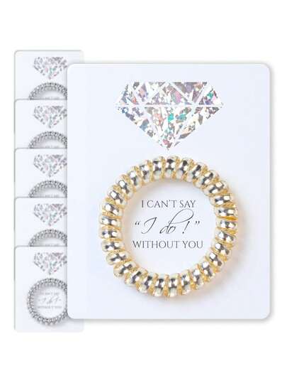 6'lı Nedime Hediyesi Seti - Teklif Kartında Spiral Saç Tokası - Gelin Duşu İçin Telefon Kablosu Saç Tokası, Bekarlığa Veda Partisi Hediyeleri, Nedime ve Nedime Teklif Hediyesi