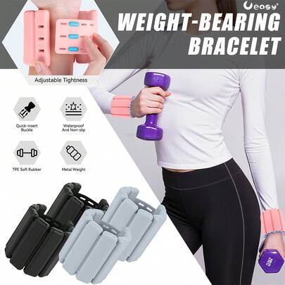 Ueasy Wrist & Ankle Weights For Women Men, 1 Pair (1 Lb/2 Lb Each) Wrist Weights, Adjustable Weighted Bracelet, Silicone Bangles, Weighted Arm Bands For Yoga, Dance, Pilates, Cardio, Aerobics, Gym, Pool Exercises And Jogging