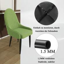 Dining Chairs Set Of 2, Modern Upholstered Fabric Kitchen Chairs, Dining Table Chairs With High Back And Metal Legs - 綠色 - 查看 3