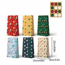 12pcs Christmas Gift Bags - Holiday Santa Claus, Christmas Tree And Snowman Patterns, Christmas Shopping Bags, Storage Bags, Tote Bags For Holiday Shopping And Party Gifts, Christmas Valentine Day