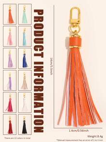 12个彩色仿皮流苏钥匙扣 | 闪亮流苏吊坠，适用于钥匙、包包和钱包 - 时尚女士配饰 - 彩色 - 查看 2