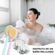 Cepillo corporal,cepillo corporal para baño,cepillo para la espalda ducha, 2 cepillos.El diseño con largo doblado ayuda a limpiar la espalda.Con 2 bolas de baño WIZX - Azul - Ver 7