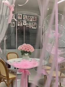 82pcs Transparent Balloons With Pink Feathers And Bow Decorations, Perfect For Birthday Parties, Weddings, Engagements, Bridal Showers, Valentine's Day, Anniversaries, Baby Showers, Room Decorations - 透明的 - 查看 2