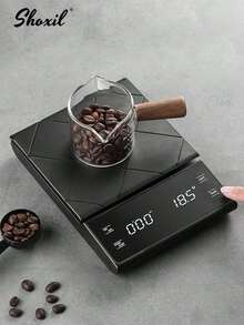 shoxil 1pc Coffee Scale With Silicone Mat, Digital Coffee Scale With Timer, Food Scale, 3 Units, Tare Function, Auto Shut Off, Measure In G/Oz/Ml, 3kg/0.1g Mini Coffee Scale, Suitable For Home, Cafe, Saudi National Day Gift - Multicolor - View 3