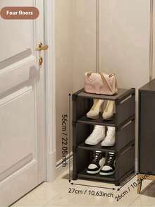 1 Stück einfaches Schuhregal für den Hauseingang, mehrstöckiger staubdichter Schuhaufbewahrungsschrank, platzsparend für Wohnung/Miethaus - Verschiedenfarbig - Übersicht 9