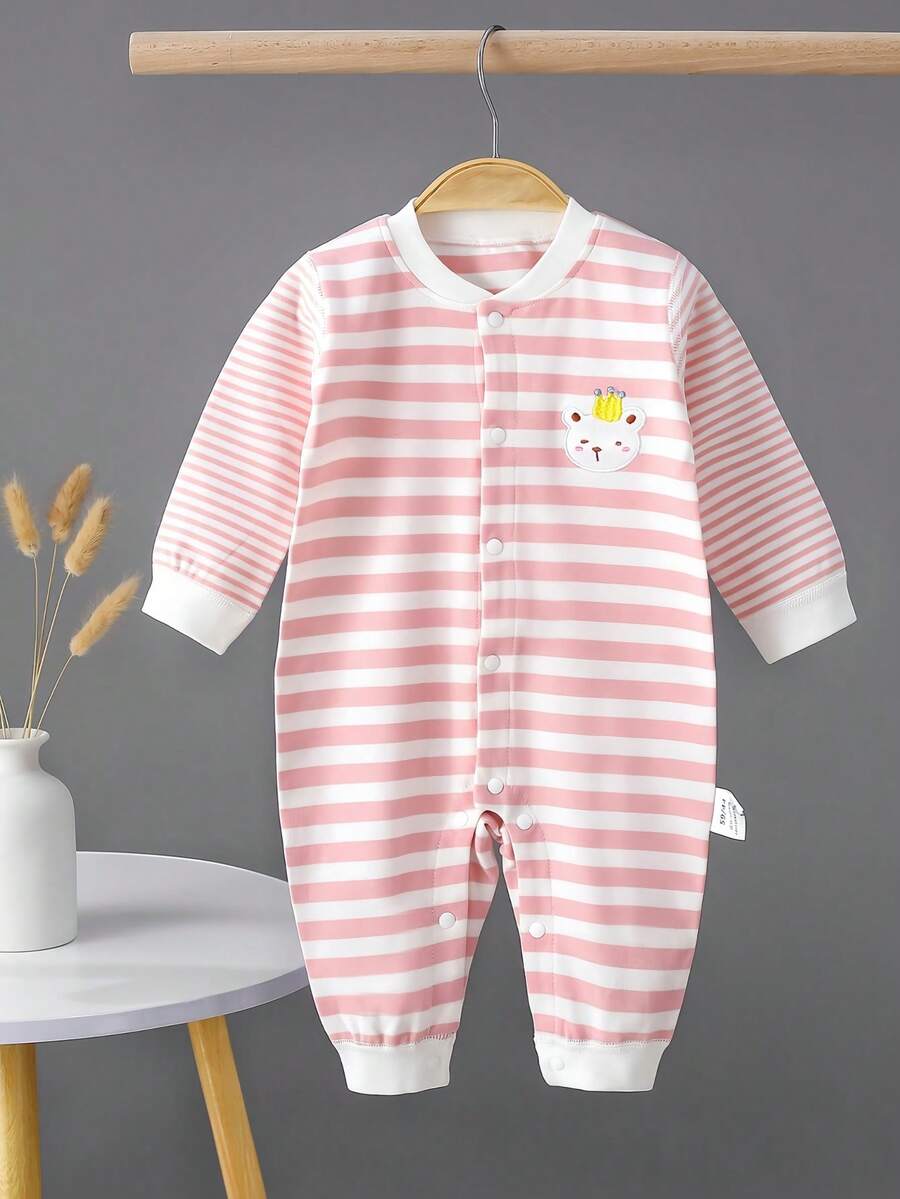 Mono para bebé recién nacido, diseño de oso rosa para bebé e infante unisex de primavera/otoño - Rosa - Ver 1