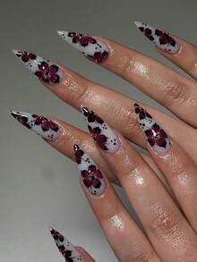 NAIO Nâng tầm phong cách của bạn với 24 móng tay giả dài hình hạnh nhân cho mùa thu và đông, họa tiết hoa và chấm bi, thiết kế bi thép, móng tay giả kiểu Pháp bằng acrylic, bộ móng giả vừa vặn hoàn hảo, bao gồm: 1 miếng gel dẻo và 1 dũa móng. Dễ dàng tạo kiểu móng mùa thu và nghệ thuật móng kiểu Pháp, phù hợp cho phụ nữ và các cô gái sử dụng hàng ngày, đi làm, dự tiệc. - Nhiều màu - Xem 1