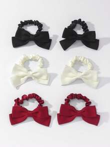 6pcs Cute Bowknot Hair Scrunchies, Ideal Hair Accessories For Girls During Back To School Season, Also Great Gifts For Girls - Multicolor - View 4