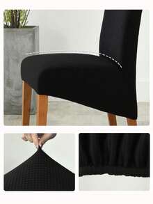 Capa de cadeira grande de 1 peça para sala de jantar, capa protetora elástica para cadeira jacquard - Estilo 2 Preto - Ver 4