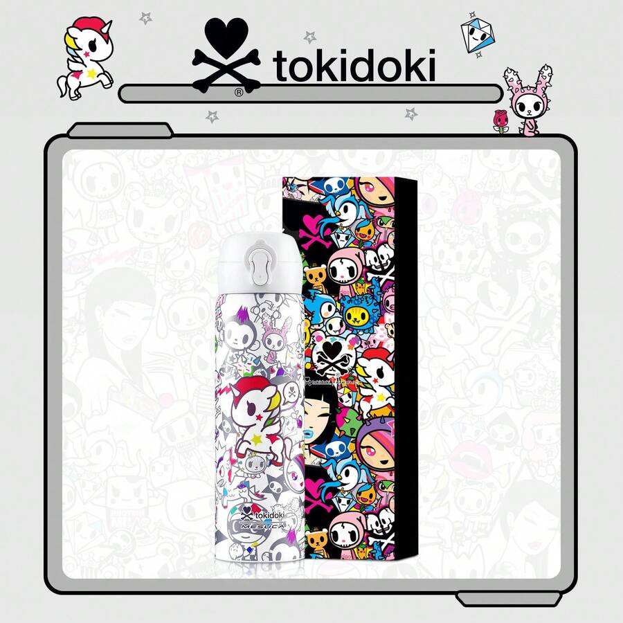 Official Tokidoki Unicorno Water Bottle, Cartoon Vacuum Reusable Insulated Stainless Steel 16.9oz Cup Thermoses With Locking Cover Leak-Proof - trắng - Xem 1