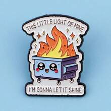 1pc Interesting Space Shuttle Lapel Pin, Enamel Brooch - "My Little Light" Flame Design, Zinc Alloy Badge, Suitable For Backpacks And Bags, Unique Gift Idea, Black Cartoon Style With Inspirational Message - New Brooch - View 7
