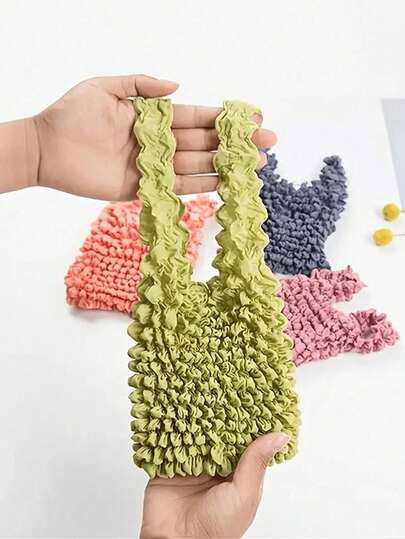 Magic Stretch Tote Bag For Women Retractable Shopping Handbag Large Capacity Reusable Shopping Bag, Elastic And Portable, Convenient For Home, Travel And Shopping, Multi-Color Foldable Shopping Bag Travel Essentials Pineapple Bag Wrinkled Bubble Bag For Travel Camping Outdoor Beach Summer Vacation