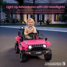 Kids Electric Ride On Car For 3-8, 2 Motors Off Road Truck With 2.4G Remote Control, LED Lights, Music, Horn & Wireless Connection, Battery Powered Ride On Toy For Boys Girls - Pink - View 9