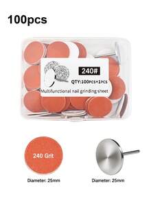 100pcs/Box Colorful Nail File Sanding Discs, Nail Grinding Discs With Bearings, Nail Care Tools, Flat Head Foot Grinding Discs - Multicolor - View 14