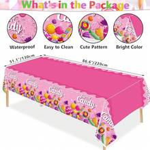 Paquete de 4 manteles Desechables de plástico con Hojas de eucalipto, 86.6 x 51.1 Pulgadas, para Shower,, hogar, cumpleaños,, decoración de Mesa - Dulces - Ver 7