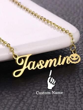 1pc Personalized Name Necklace Stainless Steel Neck Accessories Accessories Stylish,Fall Fashion,Vintage,Contracted,Simple,Soccer Mom,Casual,Old Money Custom,Personalized,Unique Ideal Gifts For Her Girlfriend,Mom,Family,Friends For Anniversaries,For Birthdays,For Daily Wear,For Prom,For Mother's Day,For Valentine's Day,For Graduation,For Weddings Valentines The Best Gift For Halloween Or Christmas