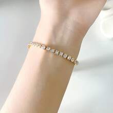 The Perfect Christmas Gift For Men And Women:1pc Hiphop Style Stainless Steel Tennis Chains Setting With 3A Cz Stones Bracelets For Men And Women As Birthday Gift And Dairly Wear