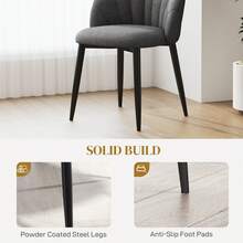 HOMCOM Dining Chairs Set Of 4, Modern Upholstered Kitchen Chairs With Metal Legs, Shell Backrest And Padded Seat, Side Chairs For Dining Room, Bedroom, Living Room, Charcoal Grey - 深灰色 - 查看 6
