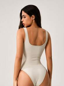 NcmRyu Women's Solid Color Seamless Ribbed Romper - Sleeveless, Comfortable Breathable Slim-Fit Jumpsuit For Yoga, Workout, Exercise & Casual Wear - trắng - Xem 6