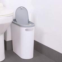 Bathroom Trash Can Garbage Can With Press Lid Slim Trash Bin For Toilet - White - View 9
