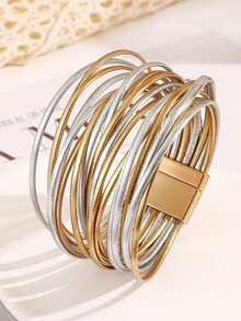 Bohemian Style PU Leather Multi-Layer Bracelet For Women, Matching Outfits