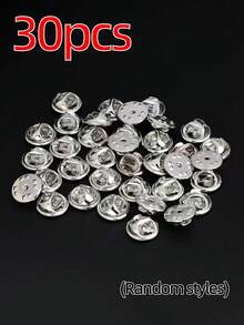 30pcs Lock Buckle With Gold And Silver Back Pin, Brooch, Enamel Lapel Pin, Safety Jewelry Discovery Component - 30PCS Spare Buckles - View 13