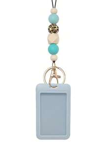 1 件教师挂绳，用于身份徽章，带钥匙扣的串珠挂绳，硅胶豹纹串珠钥匙扣挂绳，适合学生、教师、护士、教师感谢礼物，是送给医生、护士、工人的情人节礼物