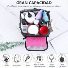 Bolsa de Ducha de Malla, Organizador de Malla Portatil, con Ganchos y 5 Bolsillos, Gran Capacidad Bolsa de Malla Colgante de Baño, Drenaje Rápido, para la Universitario, Viaje, Gimnasio, Natación - 1 - Ver 3