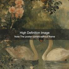 1 幅无框仿古天鹅湖复古乡村海报浪漫忧郁深色墙壁艺术帆布印刷简约农舍小屋风格装饰复古绘画适合情侣、情侣、公寓、客厅、卧室、现代家居装饰 - 彩色 - 查看 6