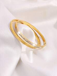 Camhanno 2 Sets Elegant Luxurious Stainless Steel Fine Fashion Style Roman Numeral Bracelets For Dating Party Daily Commute Perfect Present - Multicolor - View 3