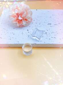 1对透明蓝色玻璃实心耳塞，无螺纹，耳廓扩张器，耳洞拉伸饰品，男女通用日常佩戴，尺寸6-30毫米 - 無色 - 查看 13