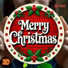 1pc Vintage Christmas Metal Wall Decor - Red Background Green Leaf Merry Christmas Sign - Heavy Duty Indoor Outdoor Holiday Decoration - Weather Resistant Home, Garden, Cafe, Bar Hanging Ornament - Pre-Drilled Easy Hanging No Wiring Needed - Holiday Atmosphere Decor, Random Hole Position - Multicolor - View 4